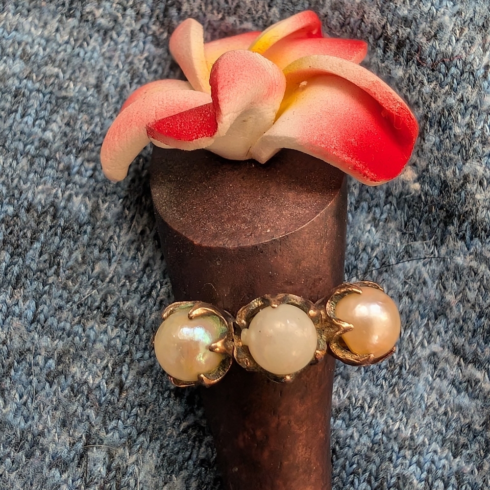 Gold 14K RGP Pearl Triple Ring